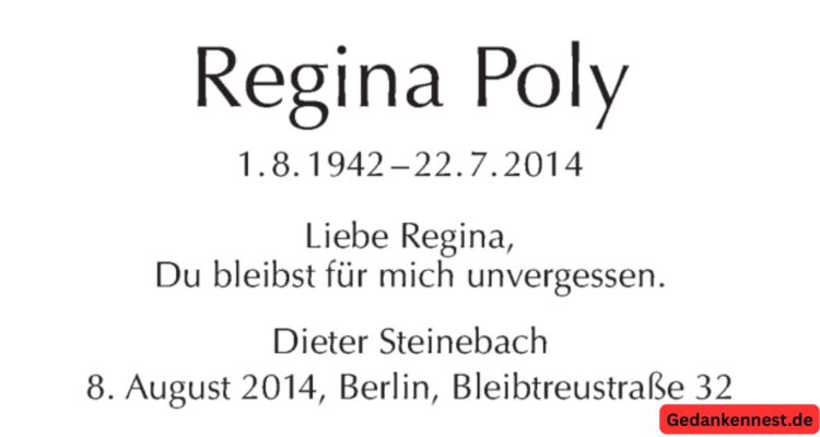 Regina Poly Todesursache – Die Landschaftsarchitektin hinter bedeutenden Berliner Bauprojekten stirbt mit 71 Jahren