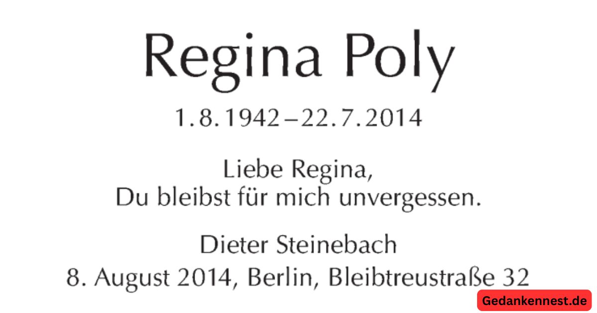 Regina Poly Todesursache – Die Landschaftsarchitektin hinter bedeutenden Berliner Bauprojekten stirbt mit 71 Jahren